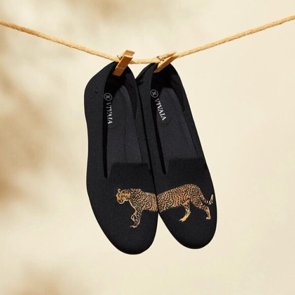 Vivaia, Women's Round-Toe Embroidered Loafers (Audrey) - Black-Cheetah. Size: 43 - Picture 15 of 16